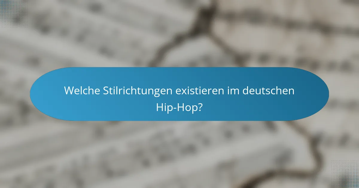 Welche Stilrichtungen existieren im deutschen Hip-Hop?